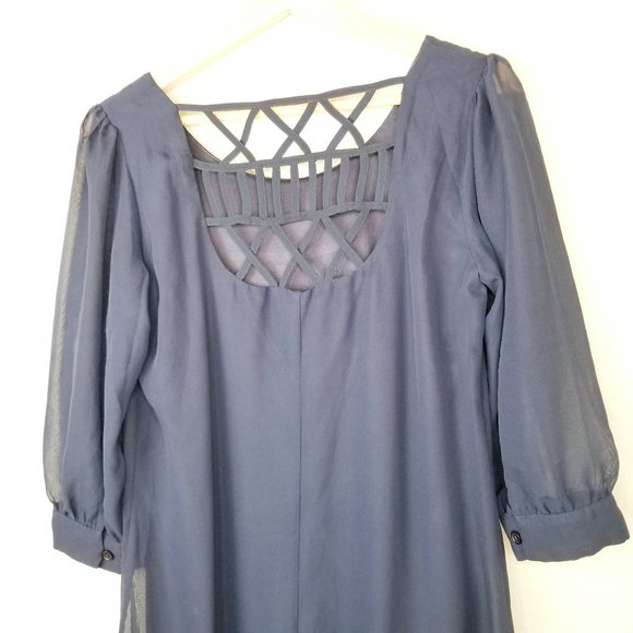 Want and Need Lattice Cutout Shift Dress Navy - Picture 5 of 13